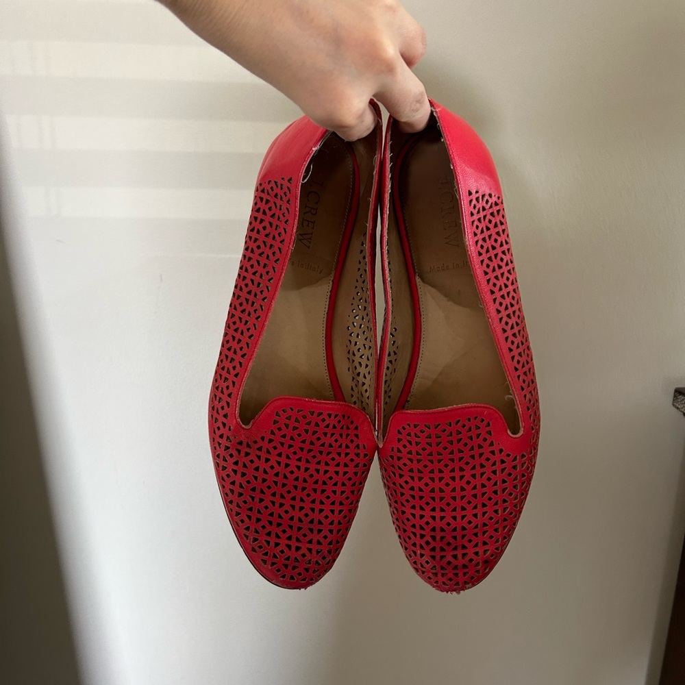Red Cutout Loafers